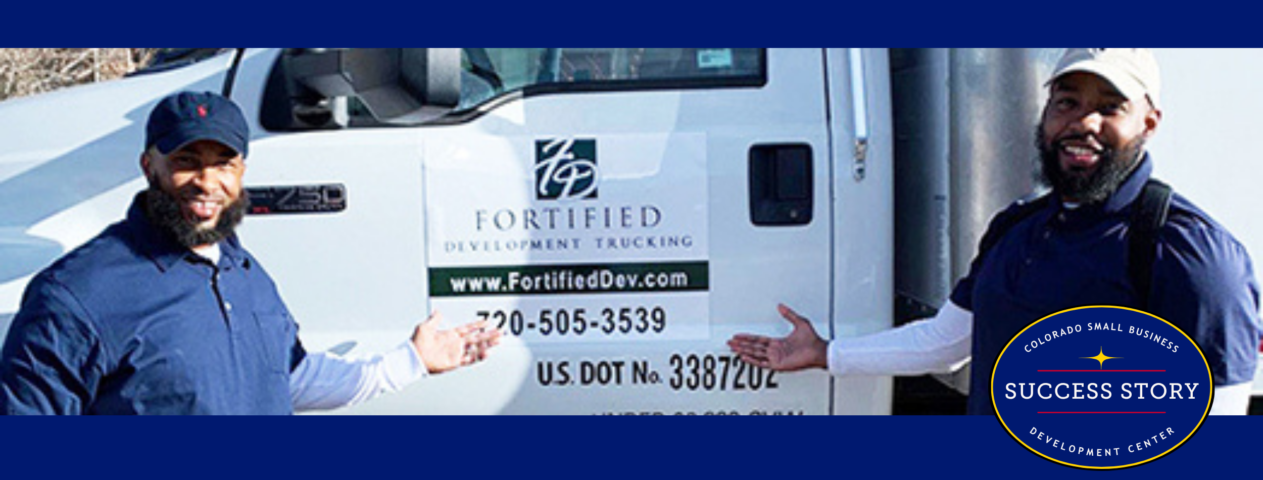 People are standing in front of a truck.
