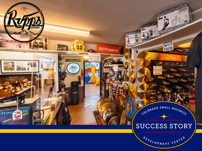the inside of a store with lots of guitars on display.