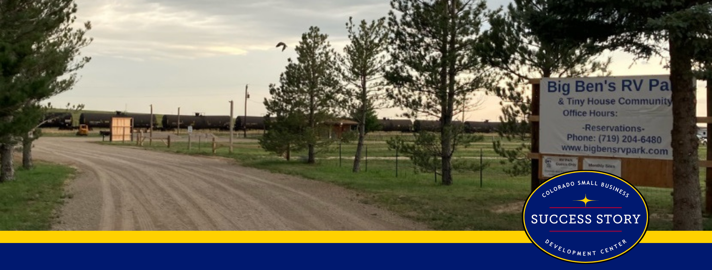 a sign that says big ben's RV park is on the side of the road.