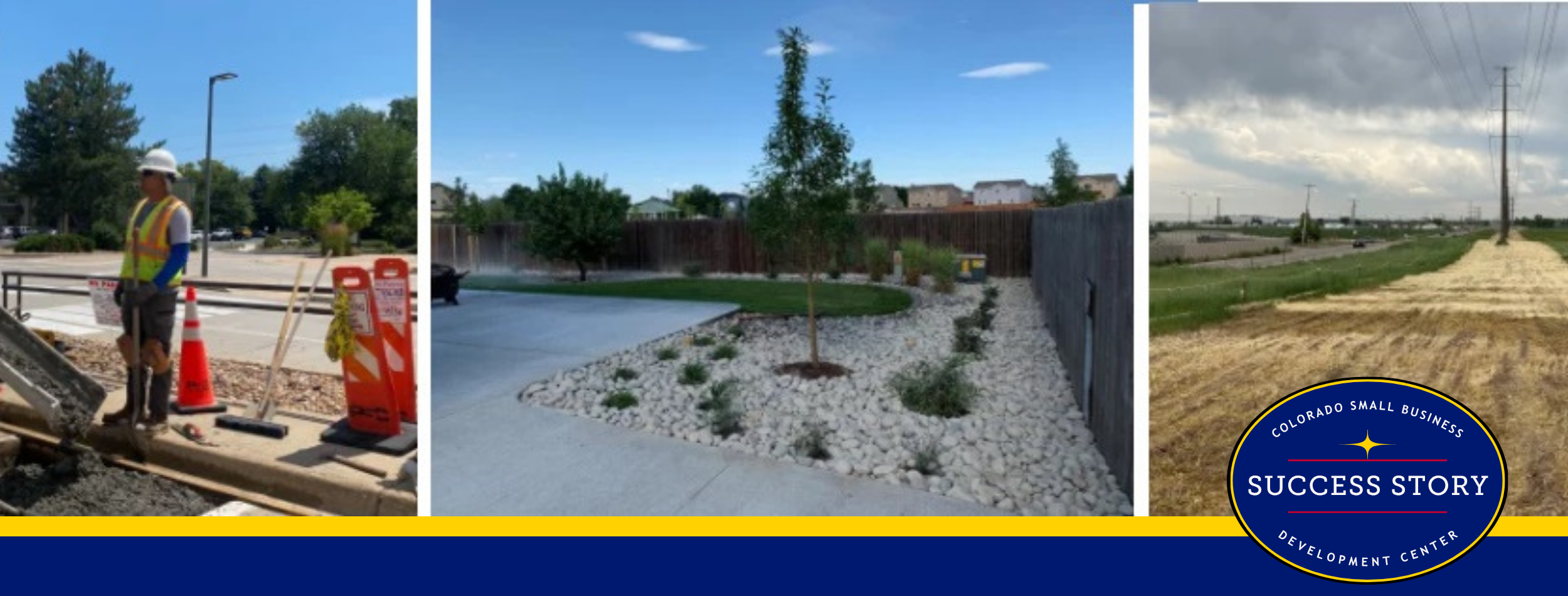 three different pictures of construction work.