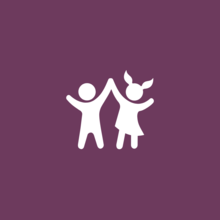 an icon of two people holding hands in the shape of a heart.