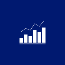 an icon of a graph showing growth with an arrow pointing to up.